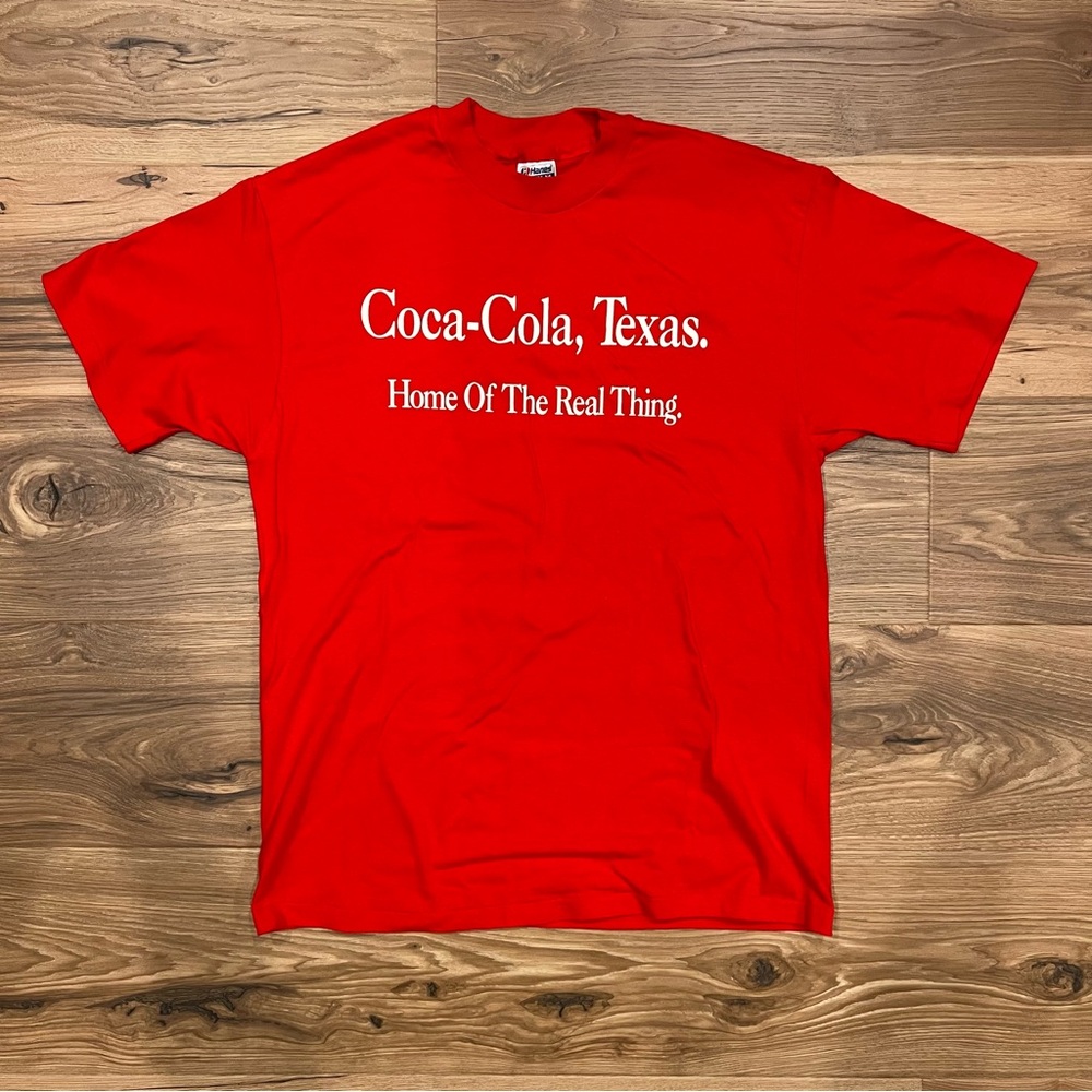 Vintage Coca-Cola Texas Home Of The Real Thing Large Red T Shirt